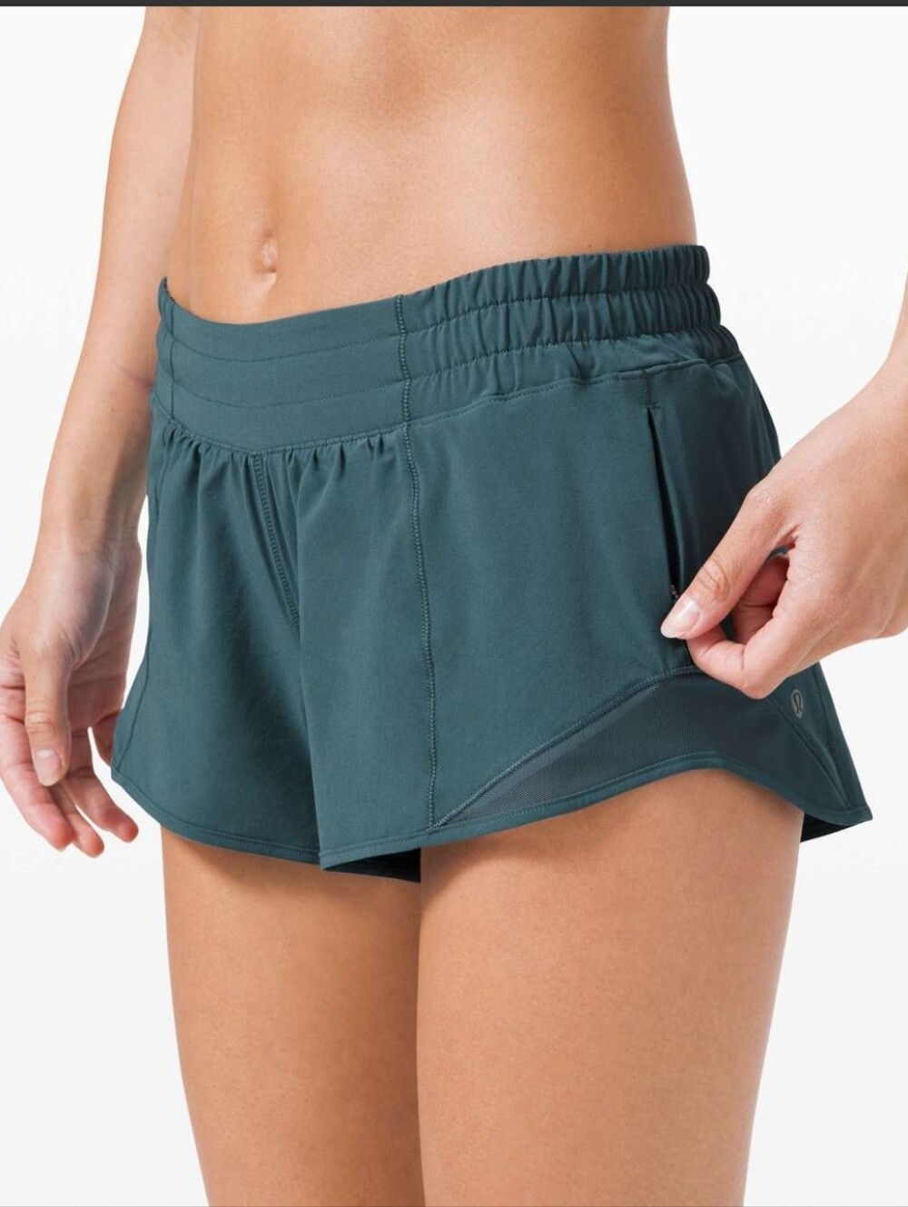 Lululemon Hotty Hot Teal Green Running Shorts Size 10 - Picture 1 of 10